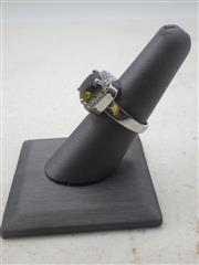 S925 Cushion-Cut Peridot Halo Ring, Sz: 7, 6.9 G, Markings: KL 925